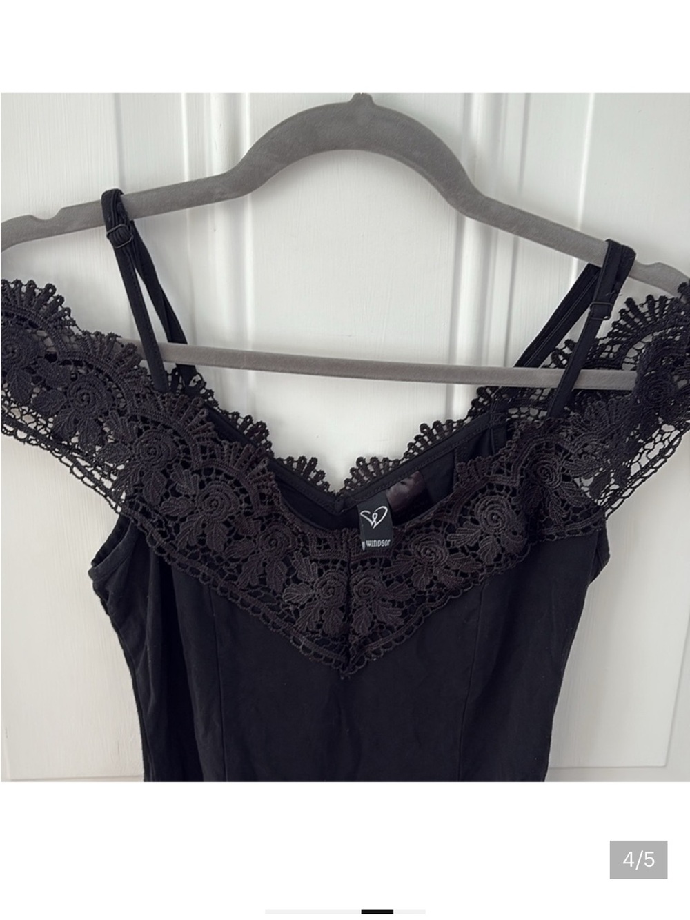 Windsor Black Lace Off-Shoulder Bodysuit - Picture 7 of 8